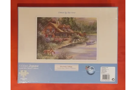 Puzzle World Down By The River - Riverbank Cottage 1000 Piece Jigsaw Puzzle NEW Puzzle World Down By The River - Riverbank Cottage 1000 Piece Jigsaw Puzzle NEW