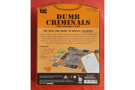 University Games Dumb Criminals The Board Game COMPLETE University Games Dumb Criminals The Board Game COMPLETE