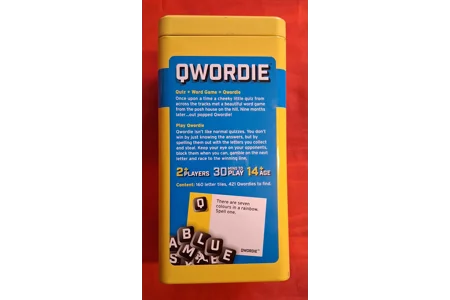 Qwordie Quiz And Word Game In Tin COMPLETE