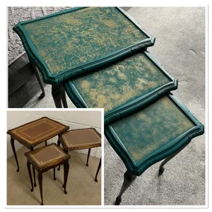 Nest of Tables with look like leather tops