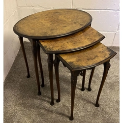 Nest of three tables - veneered tops
