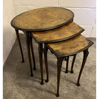 Nest of three tables - veneered tops
