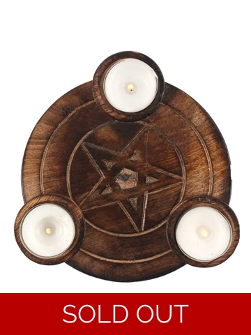 Wooden Tealight Pentagram Candle Holder
