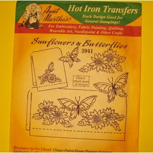 Aunt Martha's Iron Transfer 3941 Sunflowers Butterflies