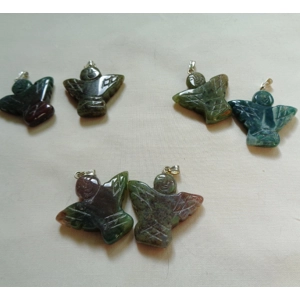 2 Angel Charm Pendant Agate Gemstone bail