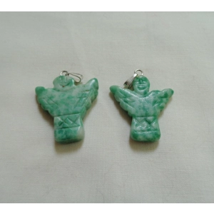 2 Jade Angel Charm Pendants Gemstone Bead 22mm