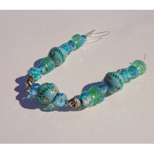 Assorted Blue Glass Beads 7 Inch Mixed