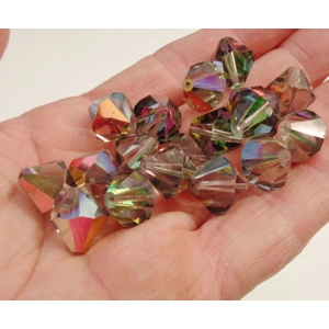 10 Vintage Vitrail Full Time Cut Bicone Glass Beads 14mm 172 364