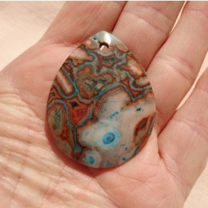 Blue Crazy Lace Agate Gemstone Tear Drop Flat Back 1.875x1.50