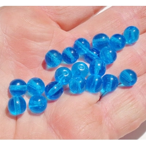 20 Sky Blue 8mm Round Glass Beads.