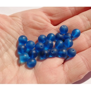 20 Round Blue Glass Beads 8mm Crafting Frosted
