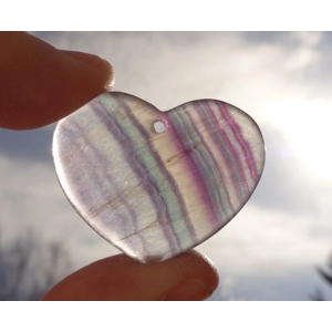 F Fluorite Heart Gemstone Touch Stone 1.275 Inch