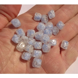 24 Light Blue Givre Glass Beads 6-10mm Free Form