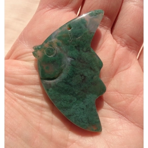 A Moss Agate Fish Shaped Pendant 2.25 Inch Gemstone