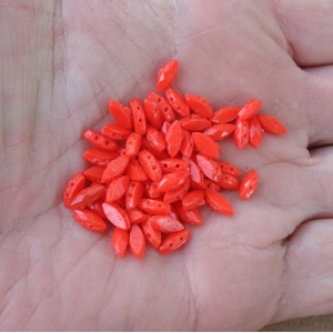 60 Vintage Red Marquise Nailhead Beads Glass 8x4mm 021