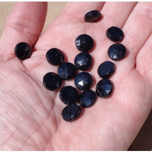 15 Black Round 11mm Glass Nailhead Beads 032