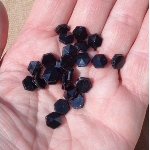 24 Hexagon Black Glass Nail Head Beads 9mm Nailhead
