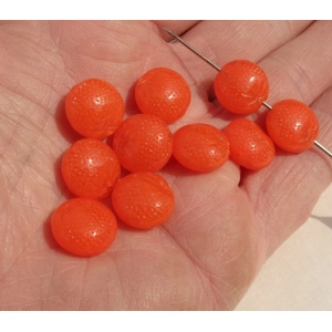 10 Opaque Glass Orange Beads 13mm Dimpled Oranges