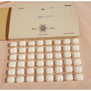 12 Chalk White Rectangular Glass Beads 12.5mm Vintage 5105