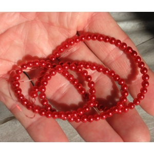 Red Pearl Glass Beads 4mm 16 Inch Strand