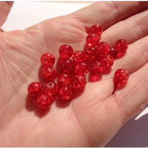 20 Red glass Beads 8mm Crackle Crafting
