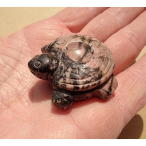 A Rhondonite Turtle Gemstone Touch Stone 1.5 x 1.5 Inch