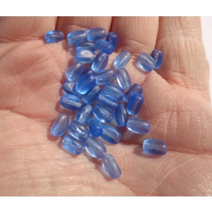 20 Translucent Blue Glass Rice Beads 6x4mm Germany