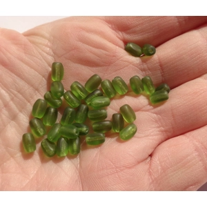35 Olive Green Glass Rice Beads 6x3mm Embellishments