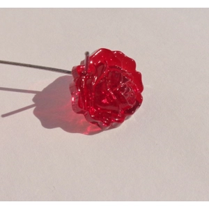 Vintage Glass Red Rose 20mm Flat Back 3D