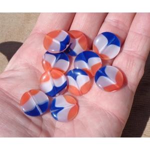 10 Red White Blue Glass Disc Bead 18mm