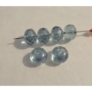 Blue Fat Saucer Glass Beads 13mm Tinted