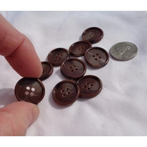 9 Dark Brown Buttons 20mm 3/4 Inch 4 Hole Resin Swirl AAA