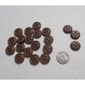 Brown Round Shirt Buttons 15mm 5/8 4 Hole 20 Pieces Crafting B20