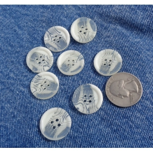 8 Marble Swirl White Buttons 20mm Resin 4 Holes Sewing BBB