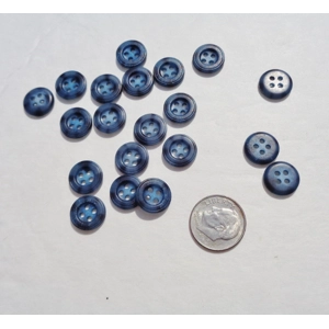 Blue Mottle Shirt Buttons 12mm 7/16 4 Hole 20 Pieces Sewing E20