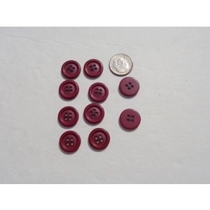 Burgundy Dark Red Round Buttons 15mm 5/8 4 Holes 10 Pieces Sewing F10