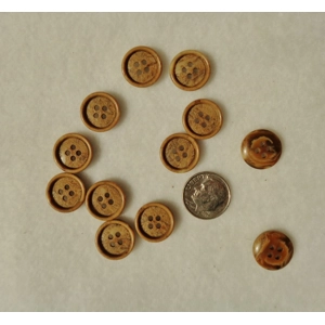 Brown Round Button 15mm 5/8 4 Hole 12 Pieces Sewing FF12