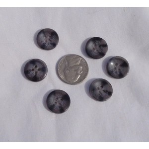 6 Multi Gray Buttons 15mm 5/8 Inch 4 Hole Marble Look Resin GGG