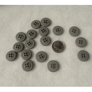 Gray Round Buttons 4 Hole Raised Center 15mm 5/8 Sewing 17 Pieces HH17