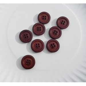8 Imitation Stitch Faux Leather Buttons 22mm Brown 020