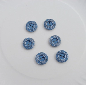 6 Metal Londres Roma Paris Buttons 18mm Blue 027