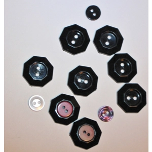 Black Hexagon Convertible Buttons 13/16 Sewing 8 Pieces Scrapbook PP8