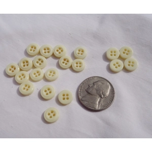 20 Small Off White Shirt Buttons 9mm 4 Holes Resin Crafting RR20