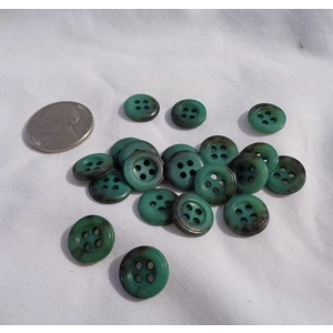 20 Green Shirt Buttons 12mm 7/16 Inch 4 Hole Resin Sewing SS20