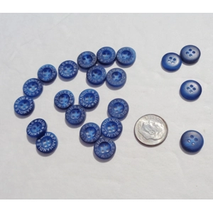 Blue Small Shirt Buttons 12mm 1/2 Round 4 Hole 22 Pieces Sewing T22