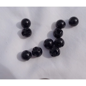 10 Black Round Ball Pearl Buttons 10mm Resin 3/8 Inch Crafting UU10