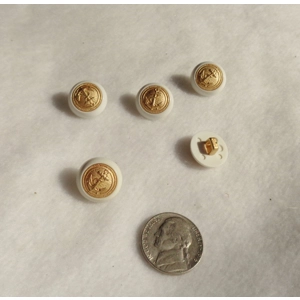 White Gold Anchor Shank Buttons Plastic 15mm Round 5 Pieces V5
