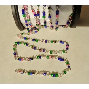 Multi Color Seed Bead Rosary Chain 1 Yard Jewelry Making Crafting