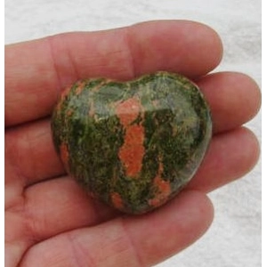 Unakite Puffed Heart Palm Stone Touch Gemstone C