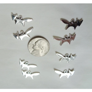 8 Fox Charms 20 x 10mm Silver Tone Flat back Scrap Book